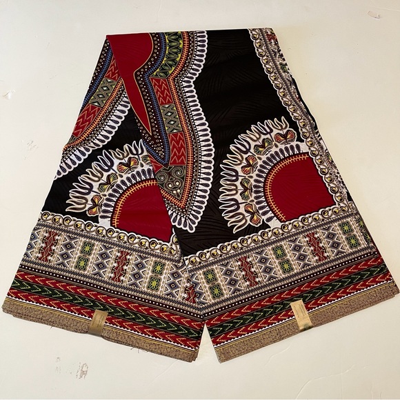 African Print Ankara Black Dashiki Cotton Fabric - Picture 1 of 1